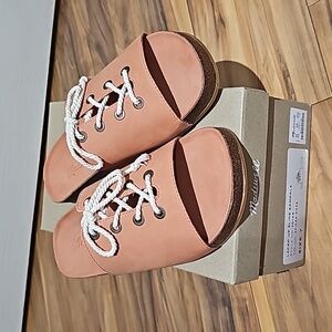 Madewell Laced - Up Slide Sandals Spiced Rose size 7 - New in Box